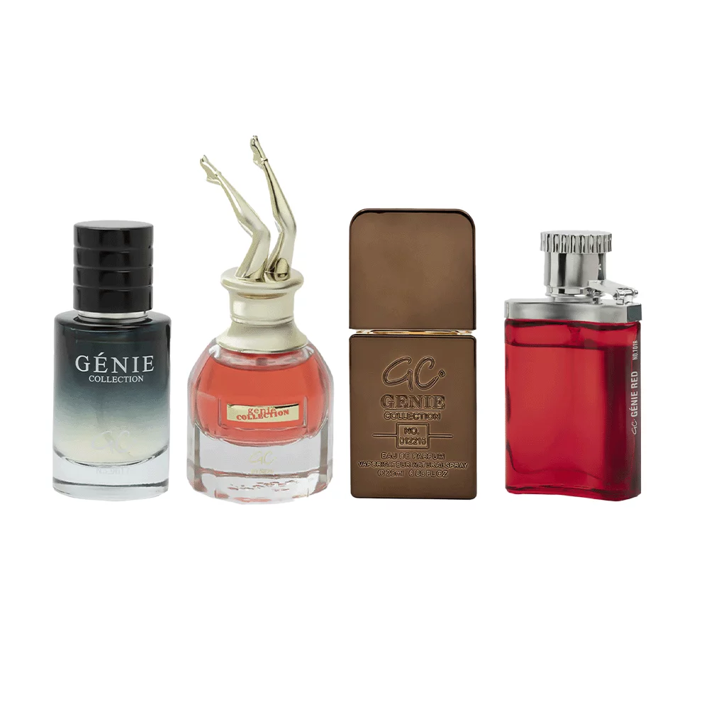 باكج 4×1 تشكيلة عطور جيني الجالية والنسائية 4 قطع × 25 مل